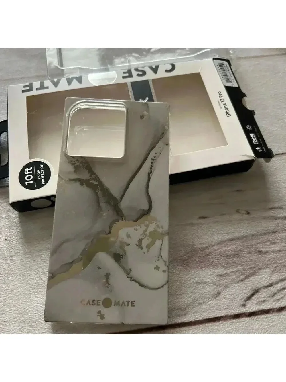 Case-Mate Blox Fog Marble Gold Square flexible grip case for iPhone 13 Pro